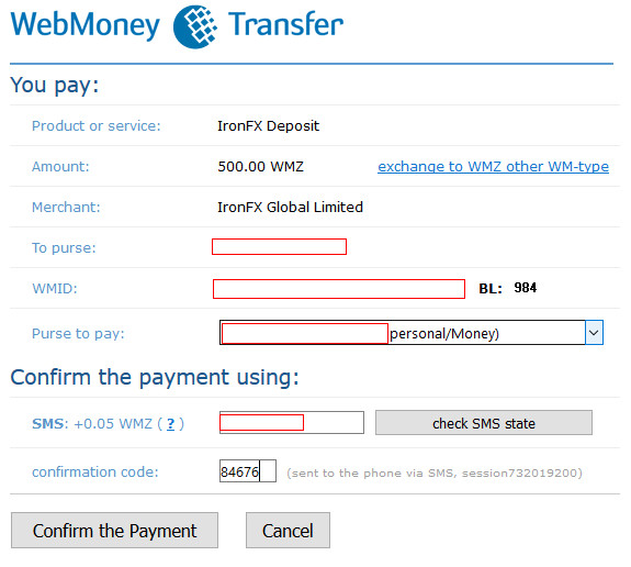  WebMoney Transfer ironfx